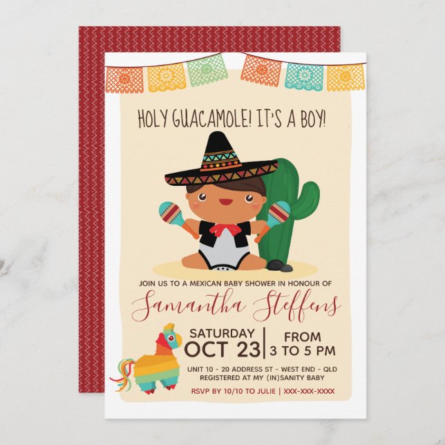 Petit bébé Mariachi Baby shower Invitation (Devant / Derrière)