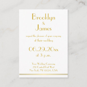Petit Blanc Golden Grand Gatsby Mariage Invitation