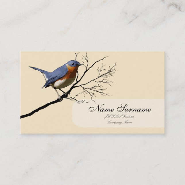 Petit bleu d'oiseau, modèle de carte de visite (Devant)