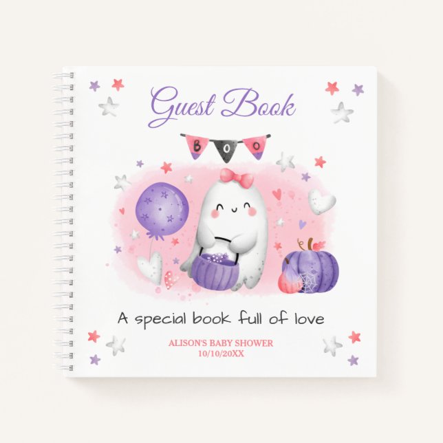 Petit Boo Girl rose violet Baby shower livre d'inv (Devant)