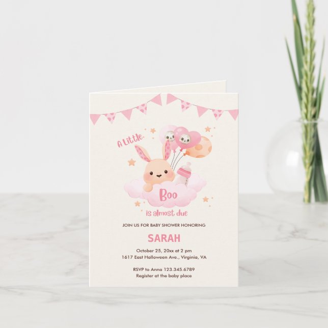 Petit Boo rose Halloween Baby Shower Invitations (Devant)