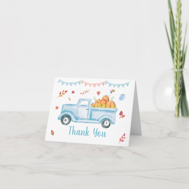 Petit Camion Citrouille Automne Anniversaire Merci (Devant)