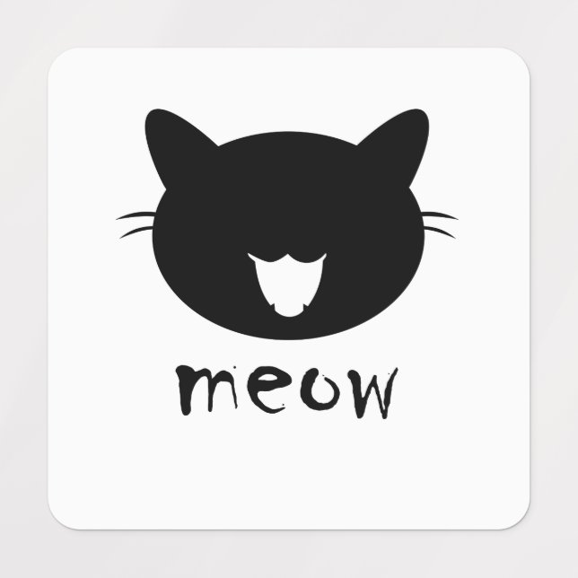 Petit Carré Vêtements Étiquette chat meow (Design 1)