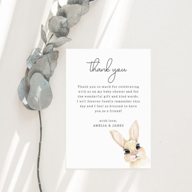 Petit Carte de remerciements de Baby shower Bunny (Créateur téléchargé)