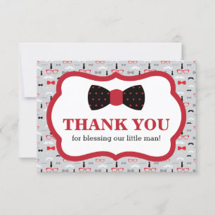Petit carte de remerciements d'homme, rouge, noir,