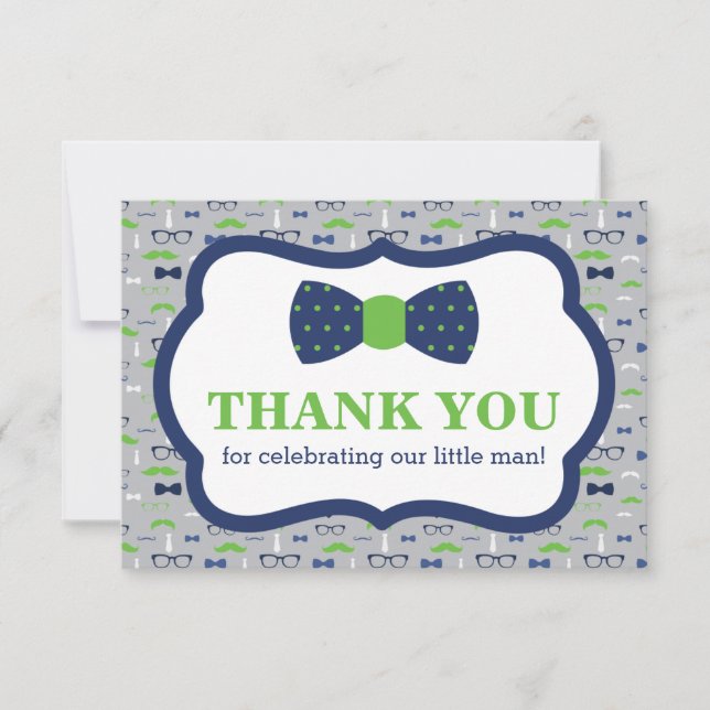 Petit Carte de remerciements Homme, Cravate Bow, B (Devant)