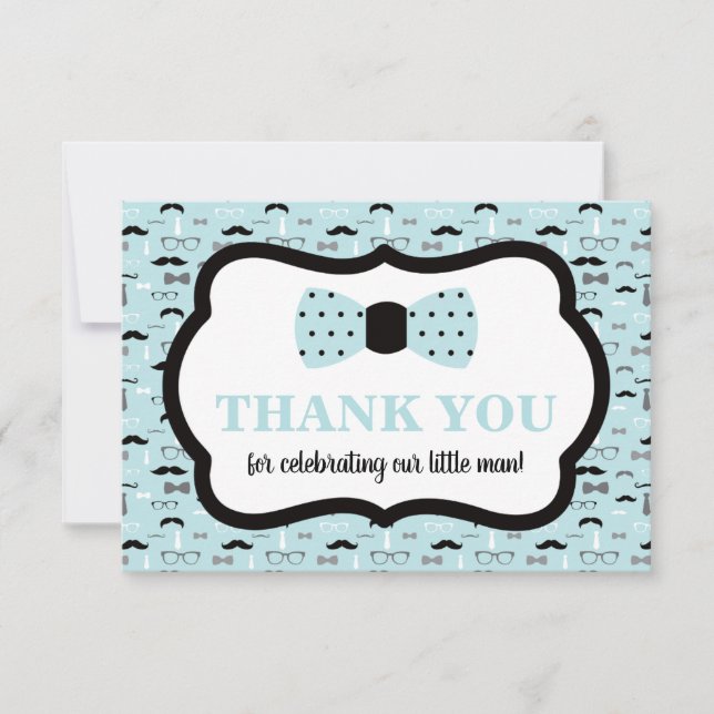 Petit Carte de remerciements Homme, Cravate Bow, B (Devant)