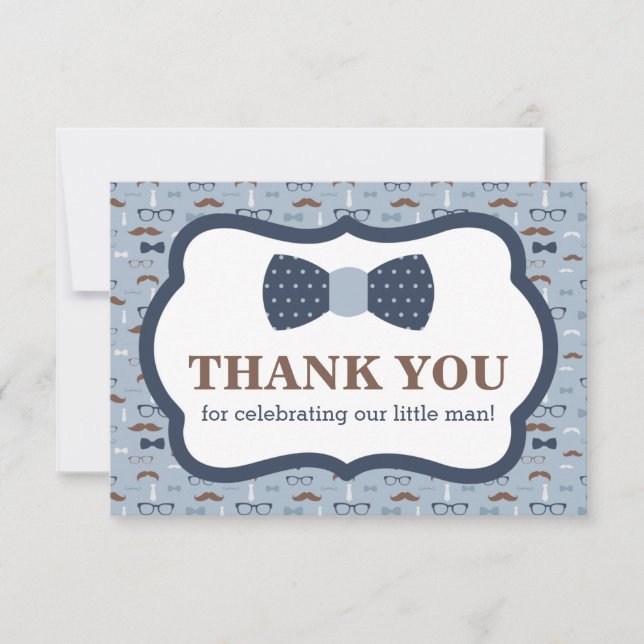Petit Carte de remerciements Homme, Cravate Bow, B (Devant)