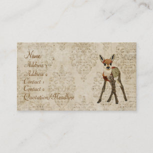 Petit carte de visite rose vintage de faon