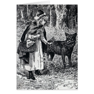 Petit chapeau rouge caressant Wolf à Woods