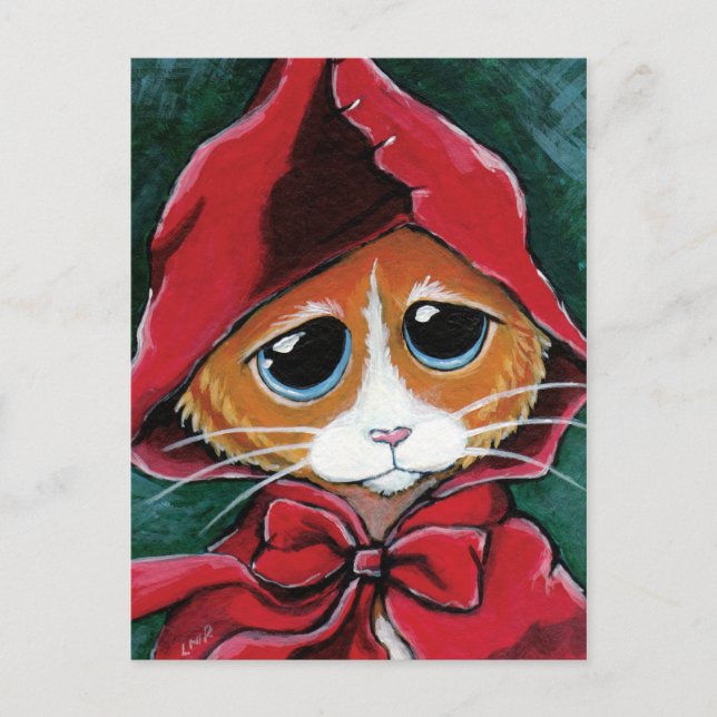 Petit Chaperon Rouge | Carte postale Tabby Cat Art (Devant)