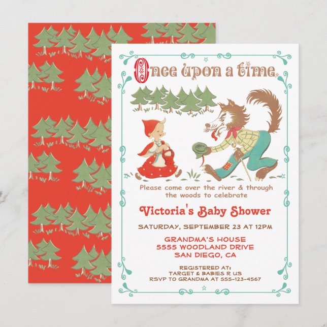Petit chaperon rouge Hood Baby Douche Invitations (Devant / Derrière)