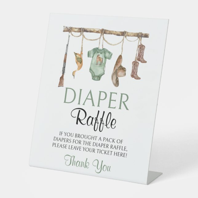 Petit chasseur Baby shower Déchets Signe Raffle (Recto)