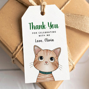 Petit chat brun merci d'être venu Étiquette cadeau