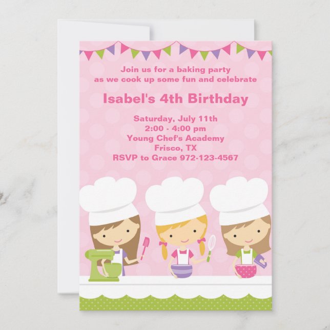 Petit Chef Cuisine Anniversaire Invitations (Devant)
