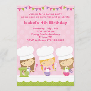 Petit Chef Cuisine Anniversaire Invitations