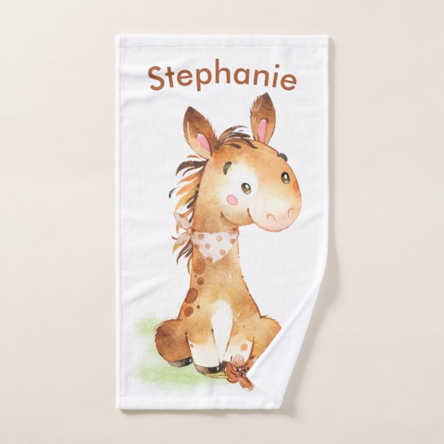 Petit Cheval à l'aquarelle Brown (Serviette à main)