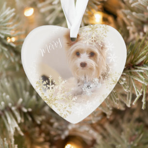 Petit chien de Noël Ornement blanc
