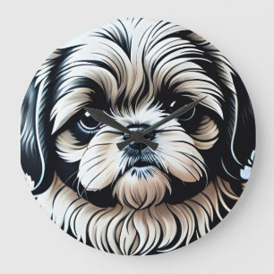 Petit Chih Tzu Arrondi Mur Horloge