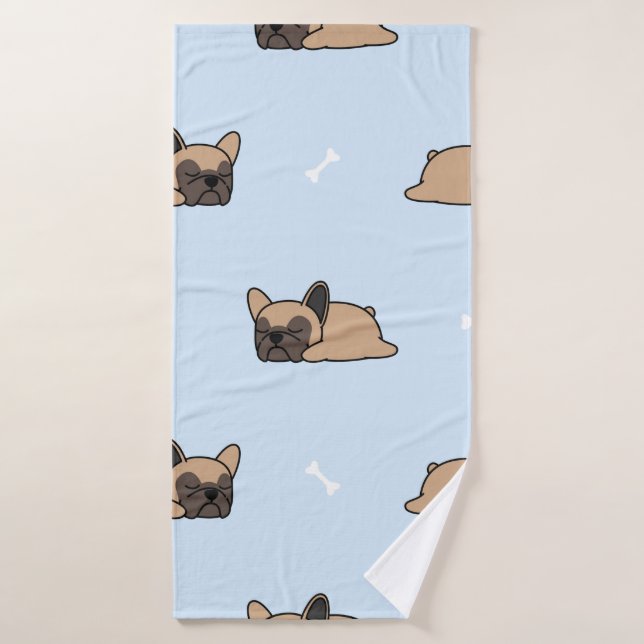 Petit chiot français bulldog dormant sans soudure  (Serviette de bain)