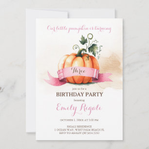 Petit Citrouille 3e anniversaire fêté Invitation f