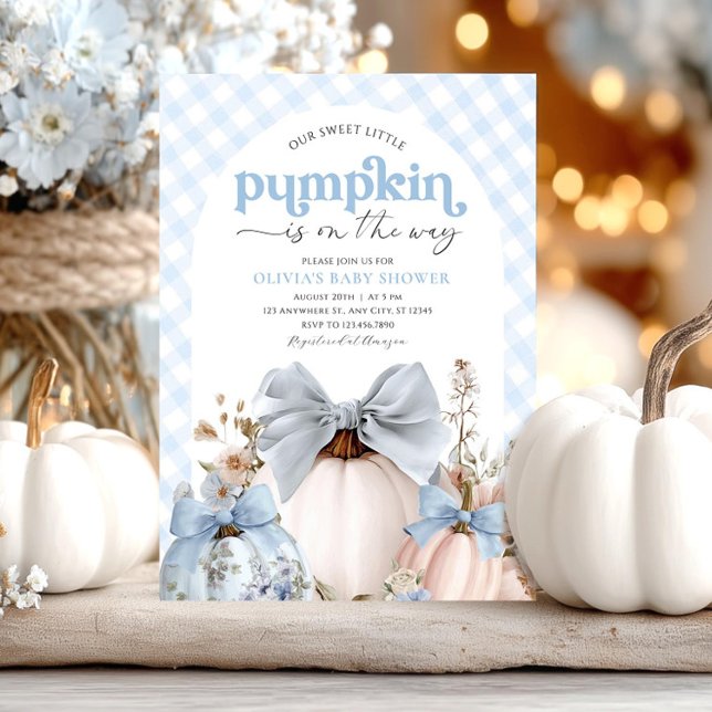 Petit Citrouille Blue Boy Baby shower Invitation (Créateur téléchargé)