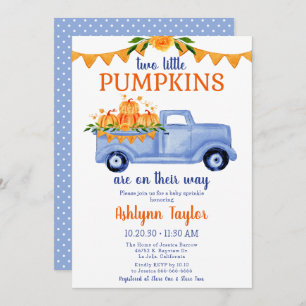 Petit Citrouille Twin Boy Baby Sprinkle Invitation