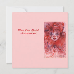 Petit Clown Rouge Invitation d'anniversaire rose
