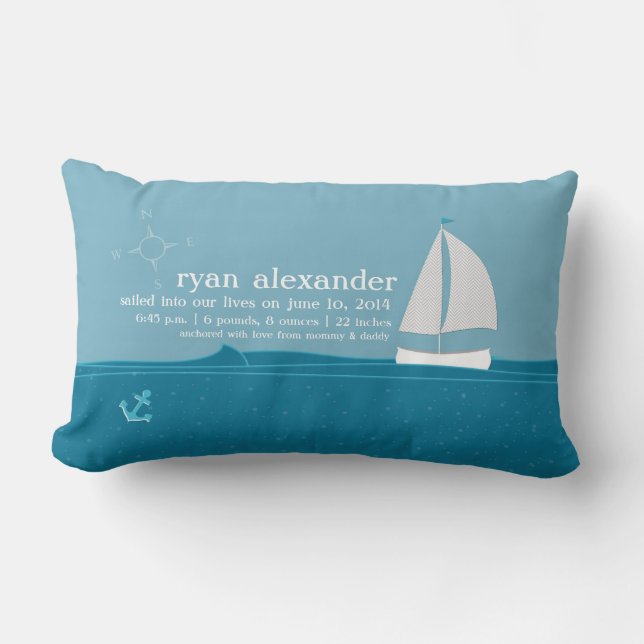 Petit coussin de faire-part de naissance de marin (Recto)
