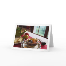 Petit-déjeuner au bol de fruit plié Carte de voeux