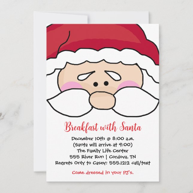 Petit déjeuner avec Père Noël Christmas Invitation (Devant)