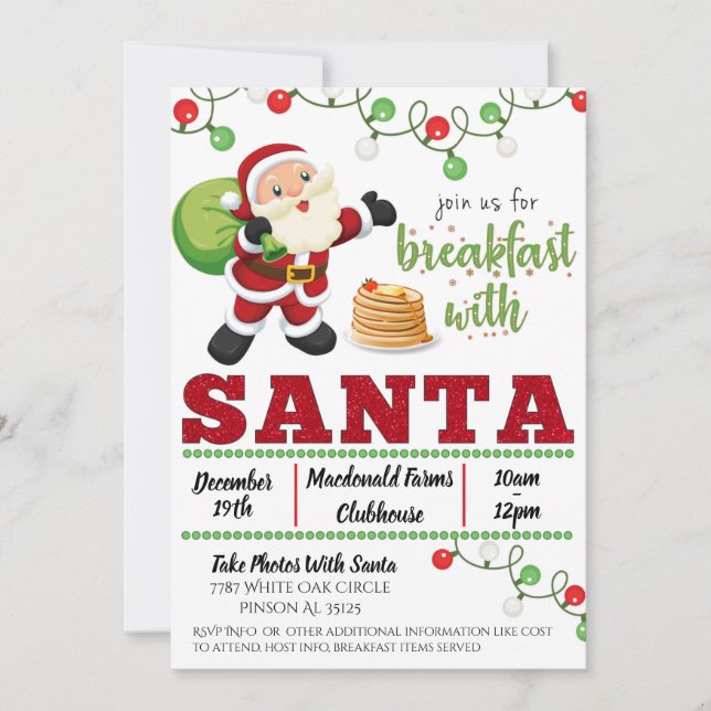 Petit Déjeuner Avec Père Noël Invitation (Devant)