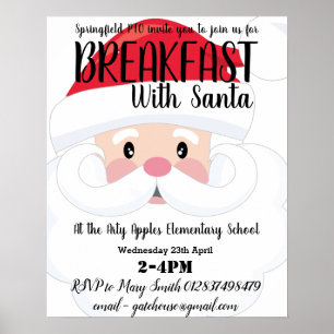Petit-déjeuner avec Père Noël PTA affiche de colle