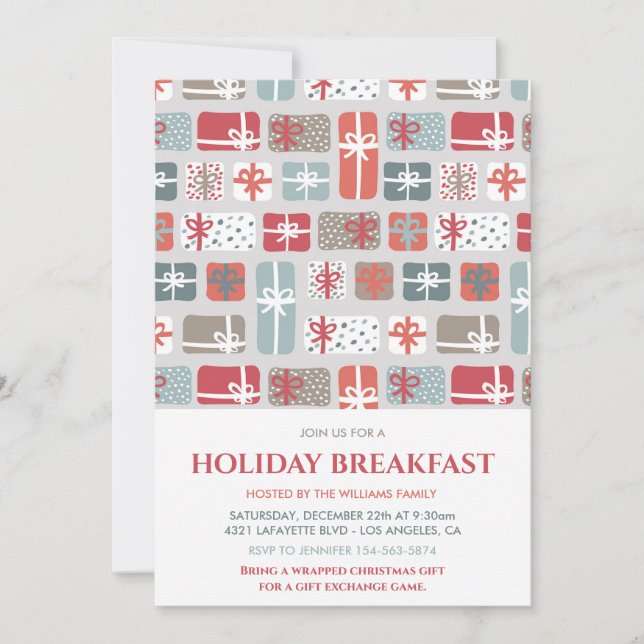 Petit-déjeuner de Noël Invitation Cadeaux mignons  (Devant)