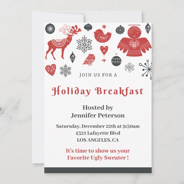 Petit-déjeuner de Noël Invitation Scandinave Motif (Devant)
