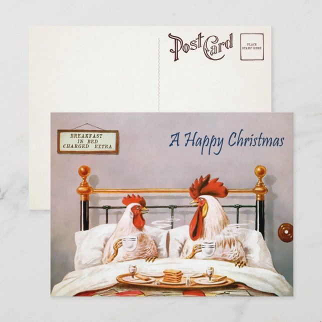 Petit déjeuner victorien en Bed Christmas Carte po (Devant / Derrière)