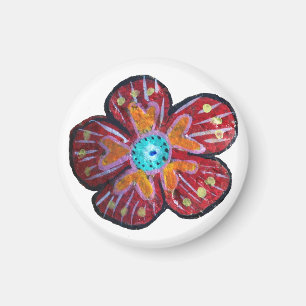 Petit Dessin De Fleur, Aimant Rond De 3,2 Cm
