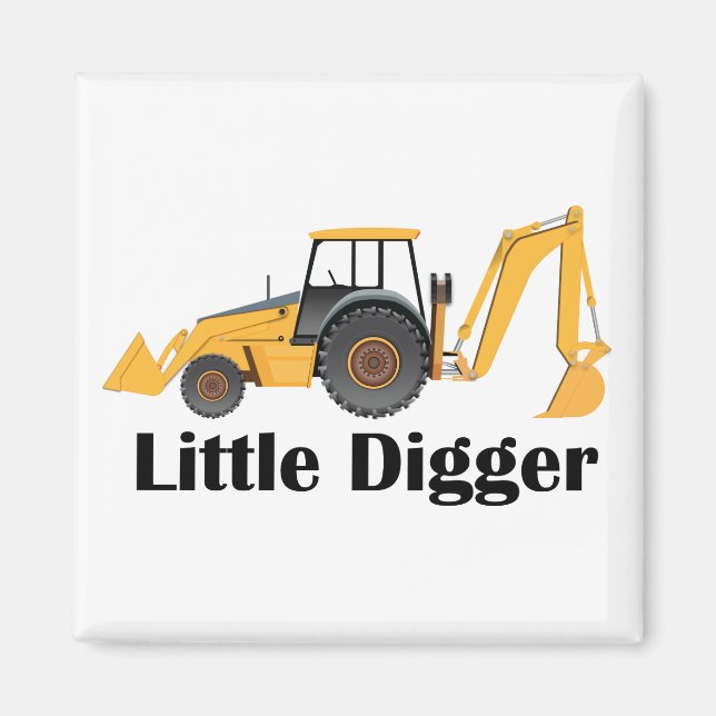 Petit Digger - Aimant Carré de 2 pouces  (Devant)