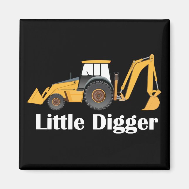 Petit Digger - Aimant Carré de 2 pouces  (Devant)