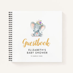 petit éléphant flore violette baby shower livre d'