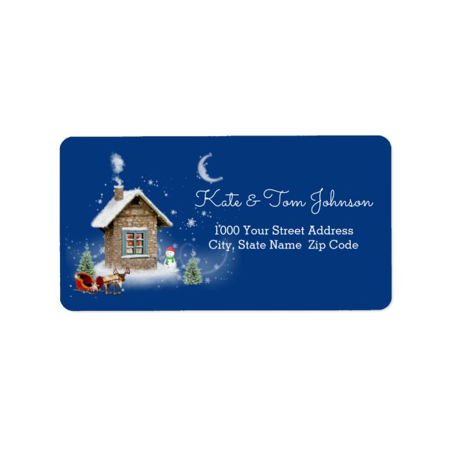Petit Étiquette de adresse de la Maison de Noël (Devant)
