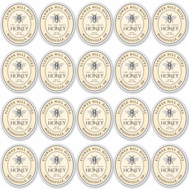 Petit Étiquette de miel ovale French Bee Queenline (Devant)