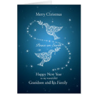 Petit-fils et sa famille, colombes de Noël de paix