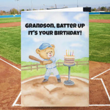 Petit-fils Joyeux Anniversaire Baseball Ours en Pe