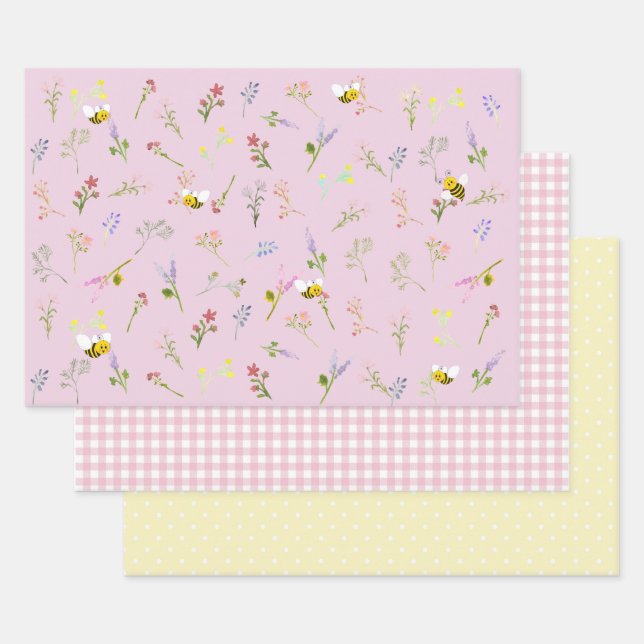 Petit Fleur sauvage papier d'emballage ensemble de (Lot)