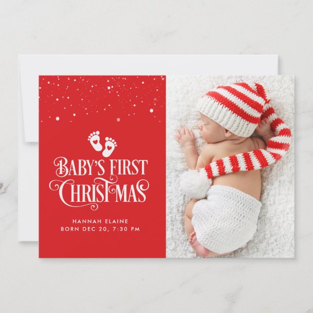 petit flocon de Noël faire-part de naissance (Devant)