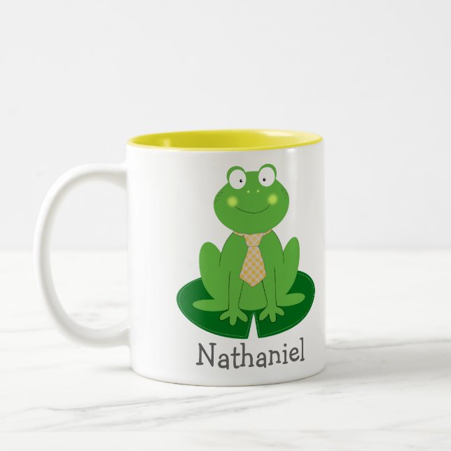 Petit Froggy mignon avec une tasse personnalisée (Gauche)