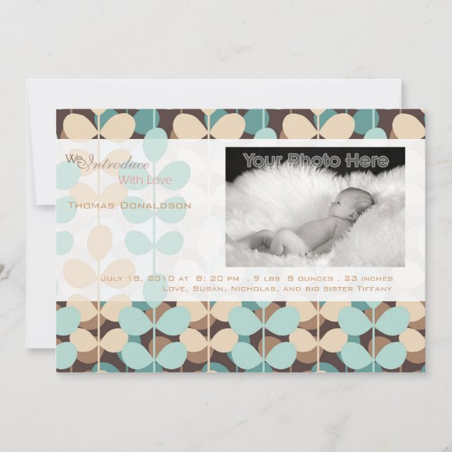 Petit garçon de lierre vert faire-part de naissanc (Devant)