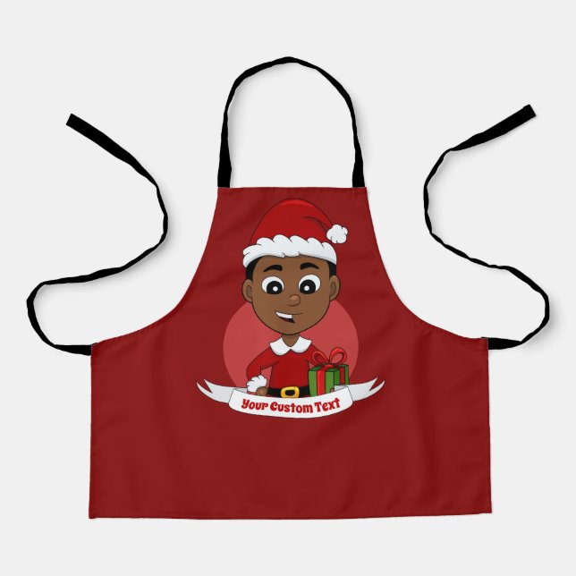 Petit garçon de Noël avec tablier casquette rouge (Recto)