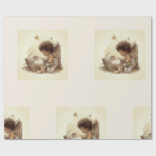 Petit Garçon Tambourinaire Papier Cadeau Nativité 